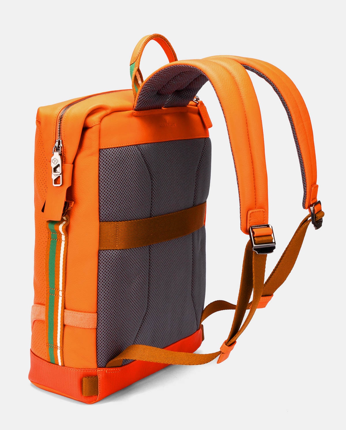 Mochila de mujer de piel para ordenador portátil - Scharlau - Naranja Naranja-2