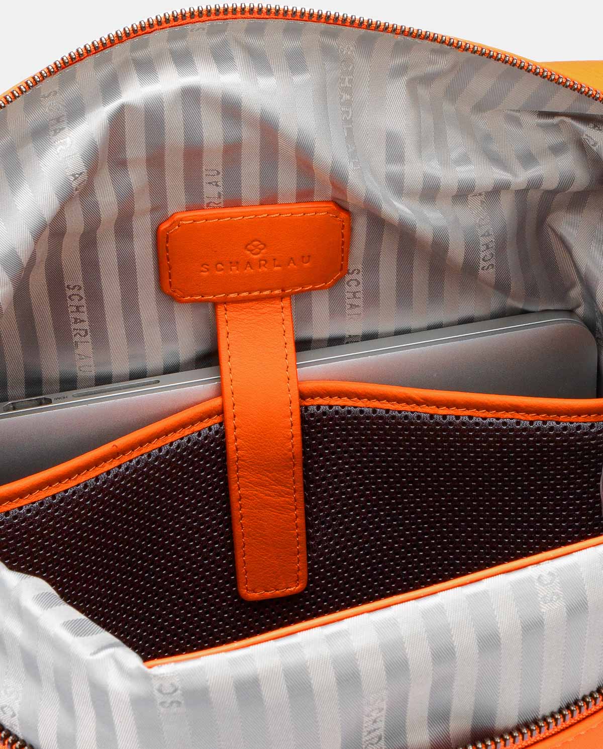 Mochila de mujer de piel para ordenador portátil - Scharlau - Naranja Naranja-4