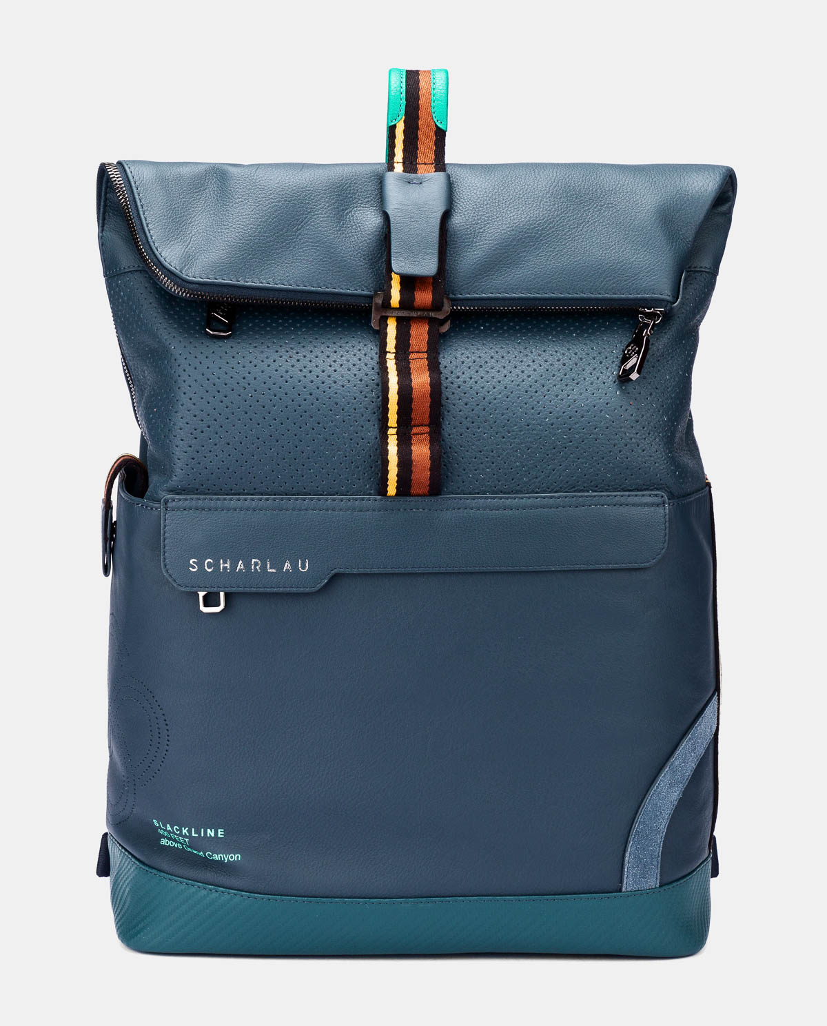 Imagen 0 de Mochila de hombre con solapa de piel Azul