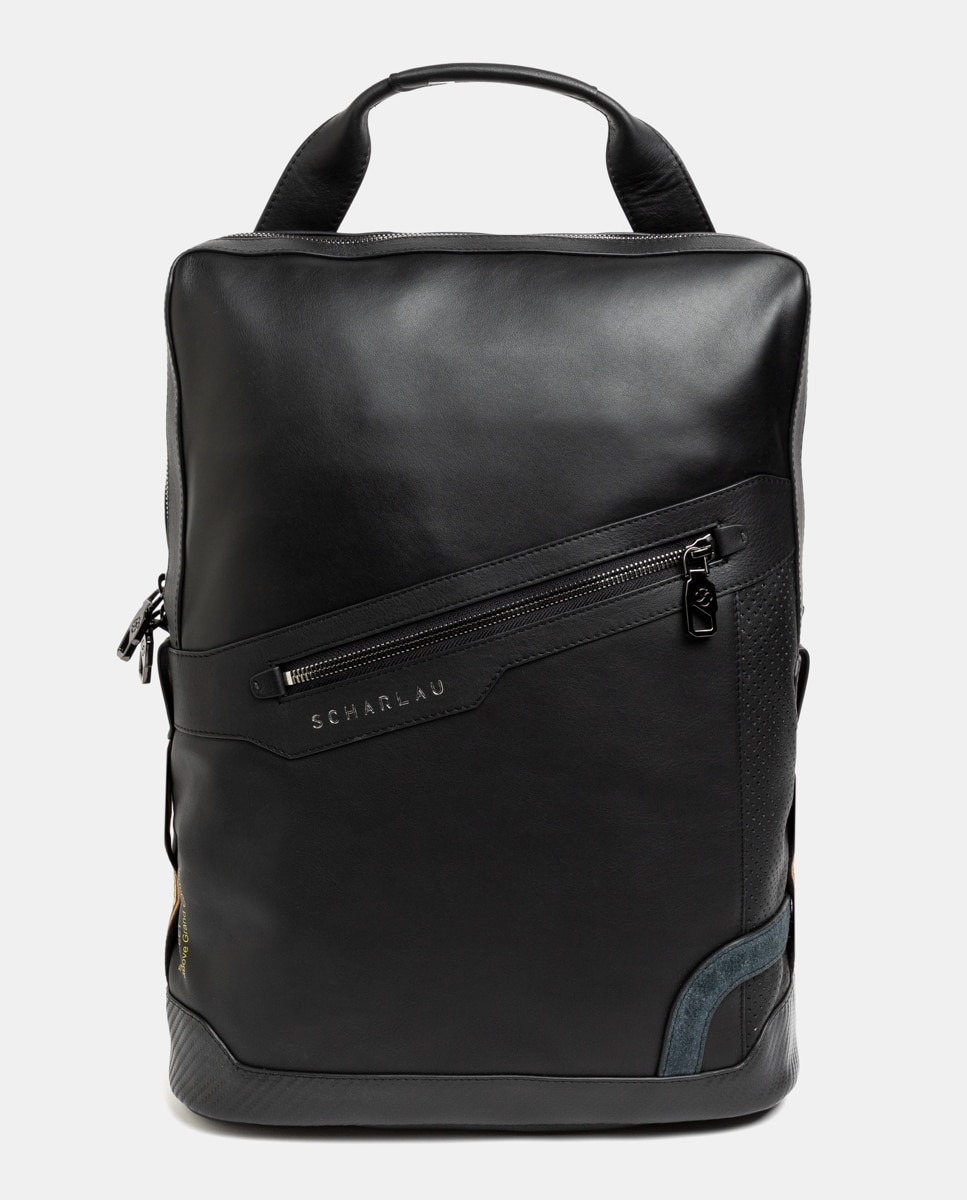 Imagen 0 de Mochila de hombre de piel para portátil Negro