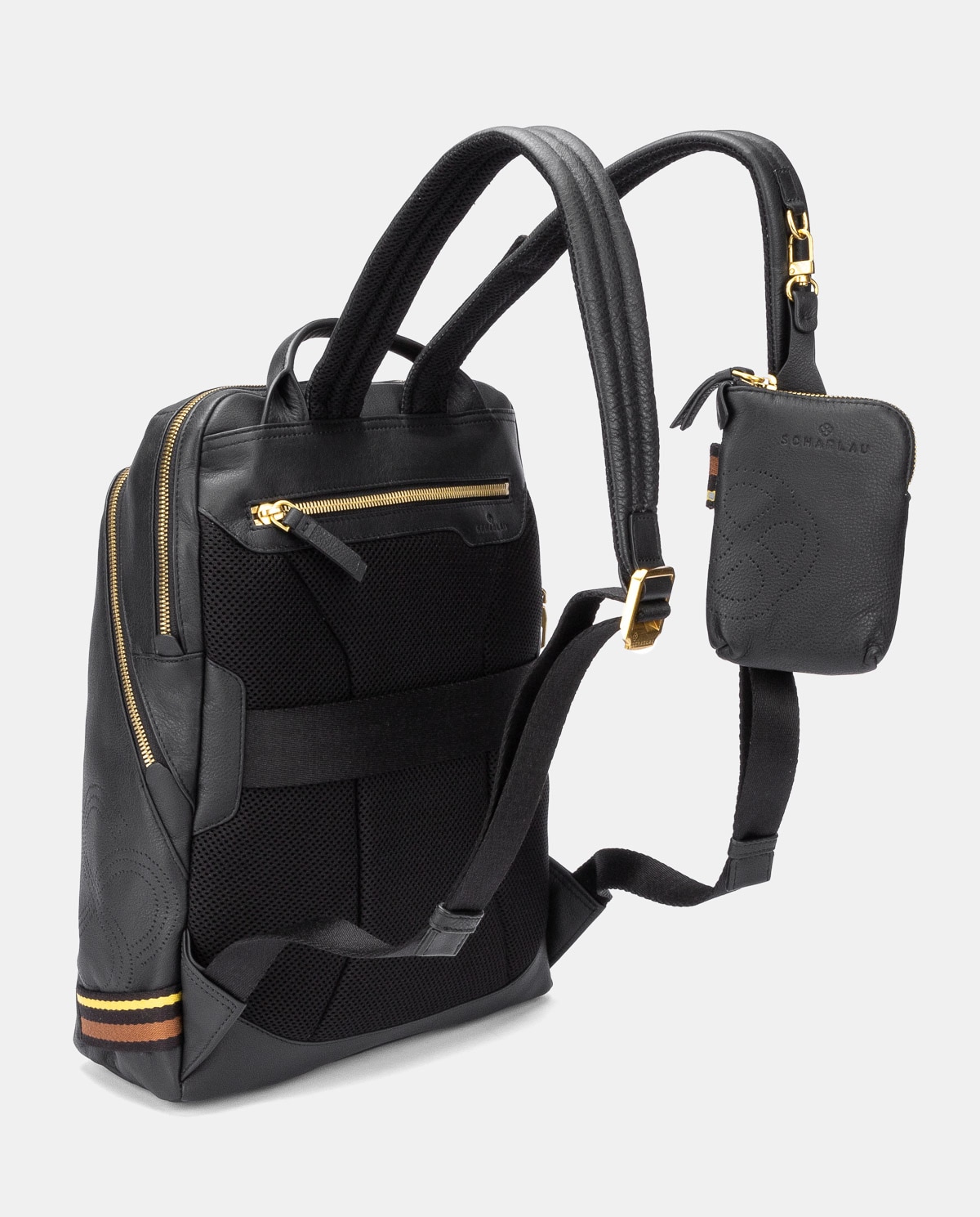 Mochila de mujer de piel para ordenador portátil - Scharlau - Negro Negro-3