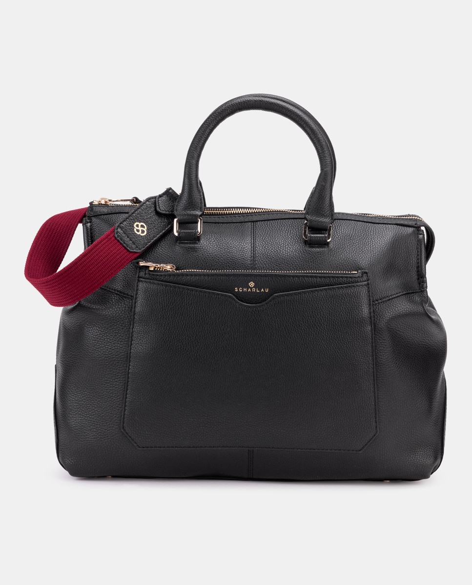 Bolso de mujer de cuero para ordenador portátil - Scharlau - Negro Negro-1