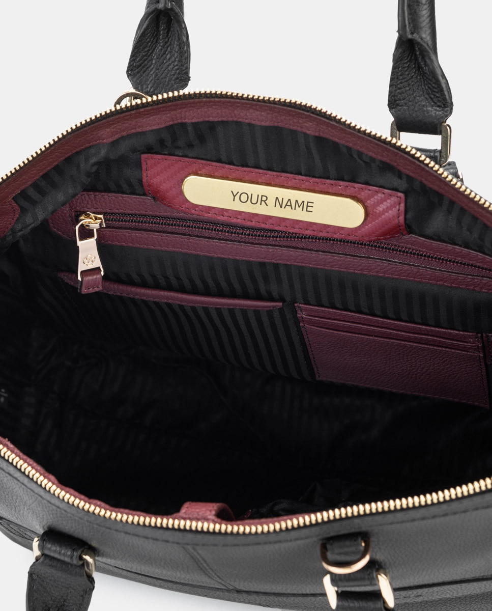 Bolso de mujer de cuero para ordenador portátil - Scharlau - Negro Negro-3