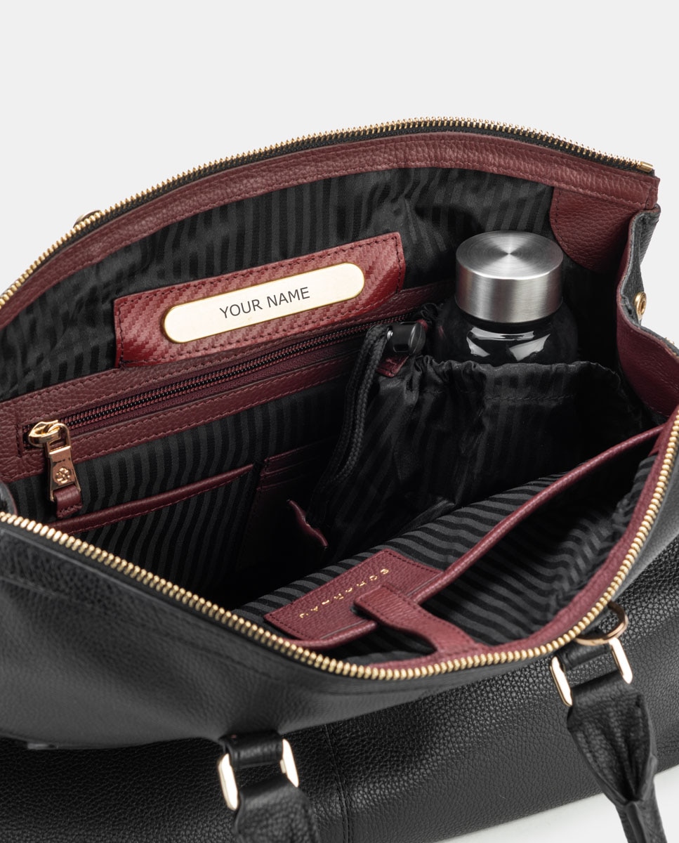 Bolso de mujer de cuero para ordenador portátil - Scharlau - Negro Negro-4