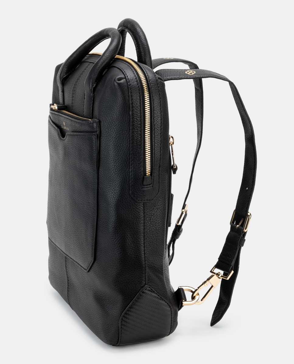 Mochila de mujer de cuero para ordenador portátil - Scharlau - Negro Negro-5
