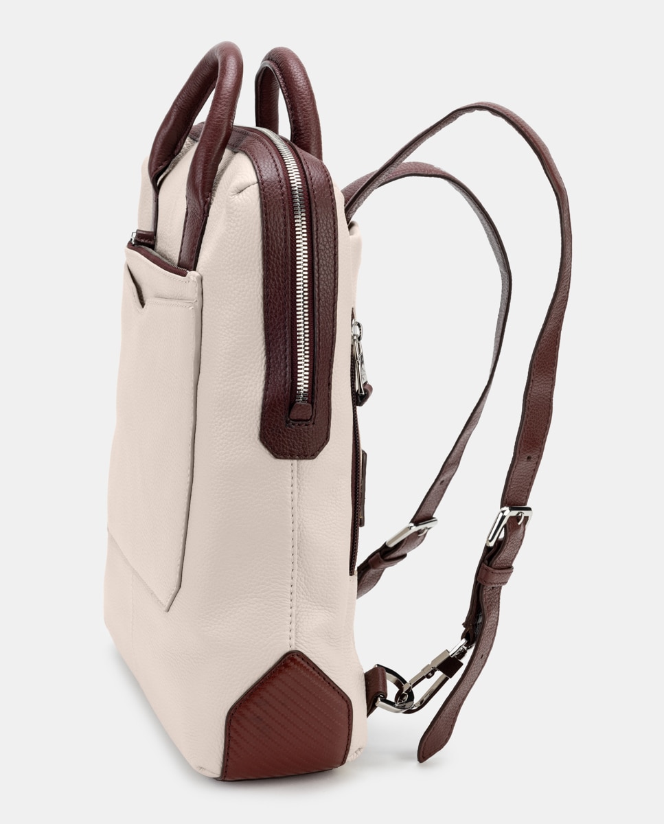 Mochila de mujer de cuero para ordenador portátil - Scharlau - Blanco Blanco-3