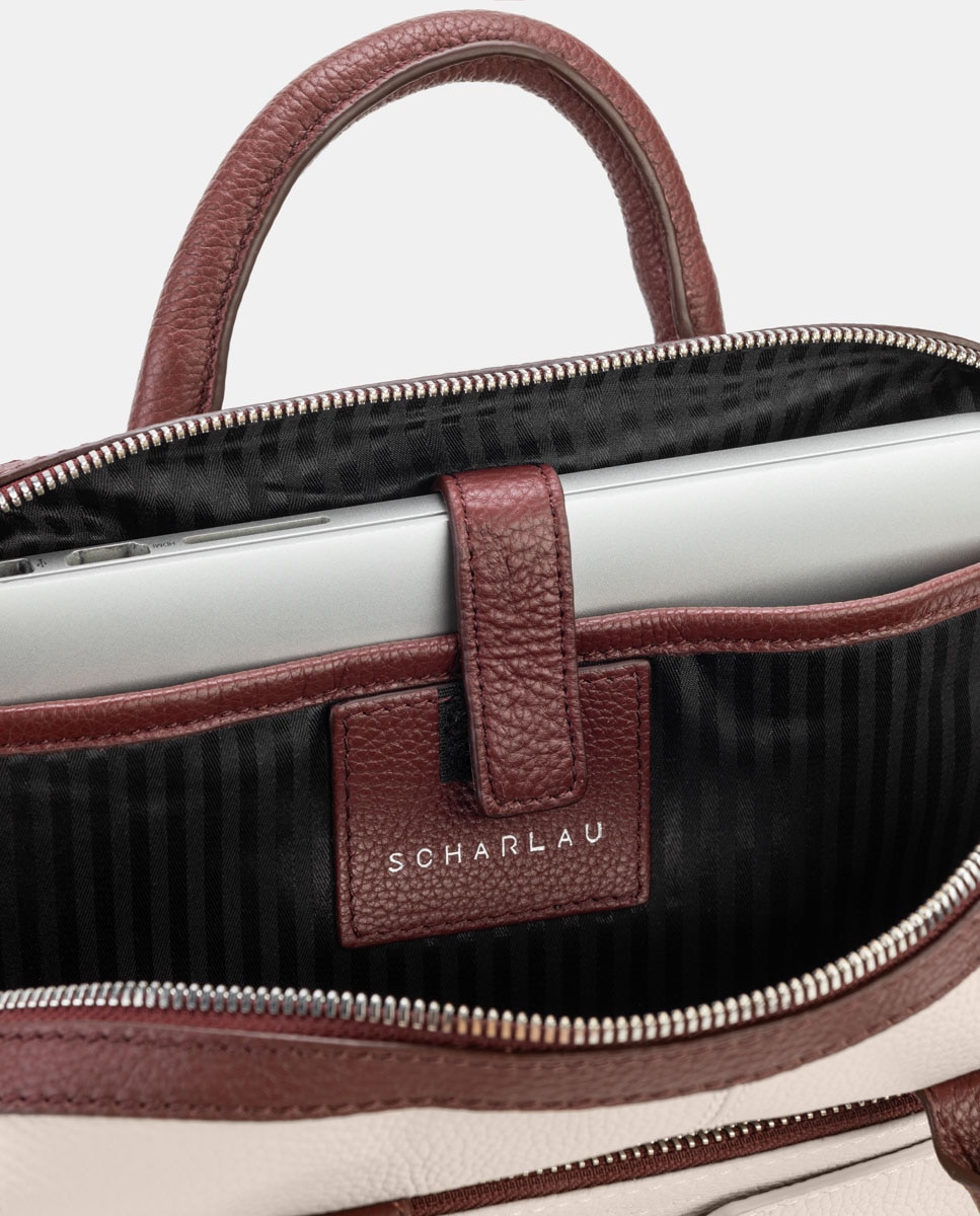 Mochila de mujer de cuero para ordenador portátil - Scharlau - Blanco Blanco-6