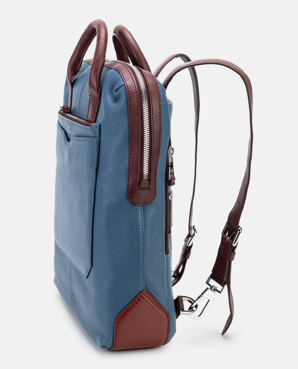 Mochila de mujer de cuero para ordenador portátil - Scharlau - Azul Azul-5