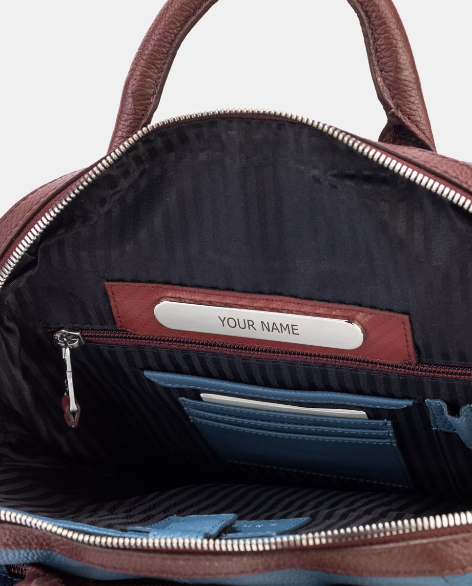 Mochila de mujer de cuero para ordenador portátil - Scharlau - Azul Azul-6