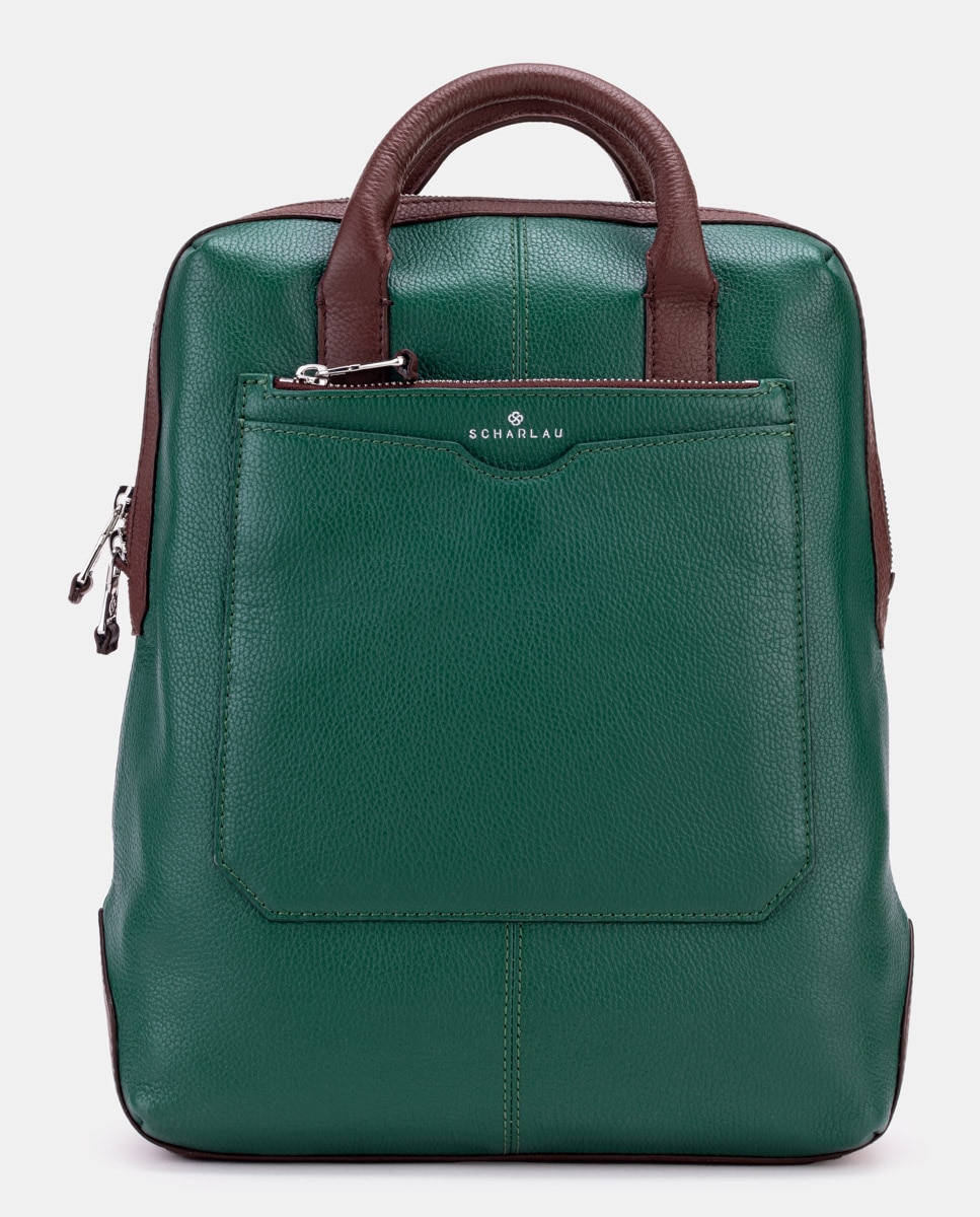 Mochila de mujer de cuero para ordenador portátil - Scharlau - Verde Verde-1
