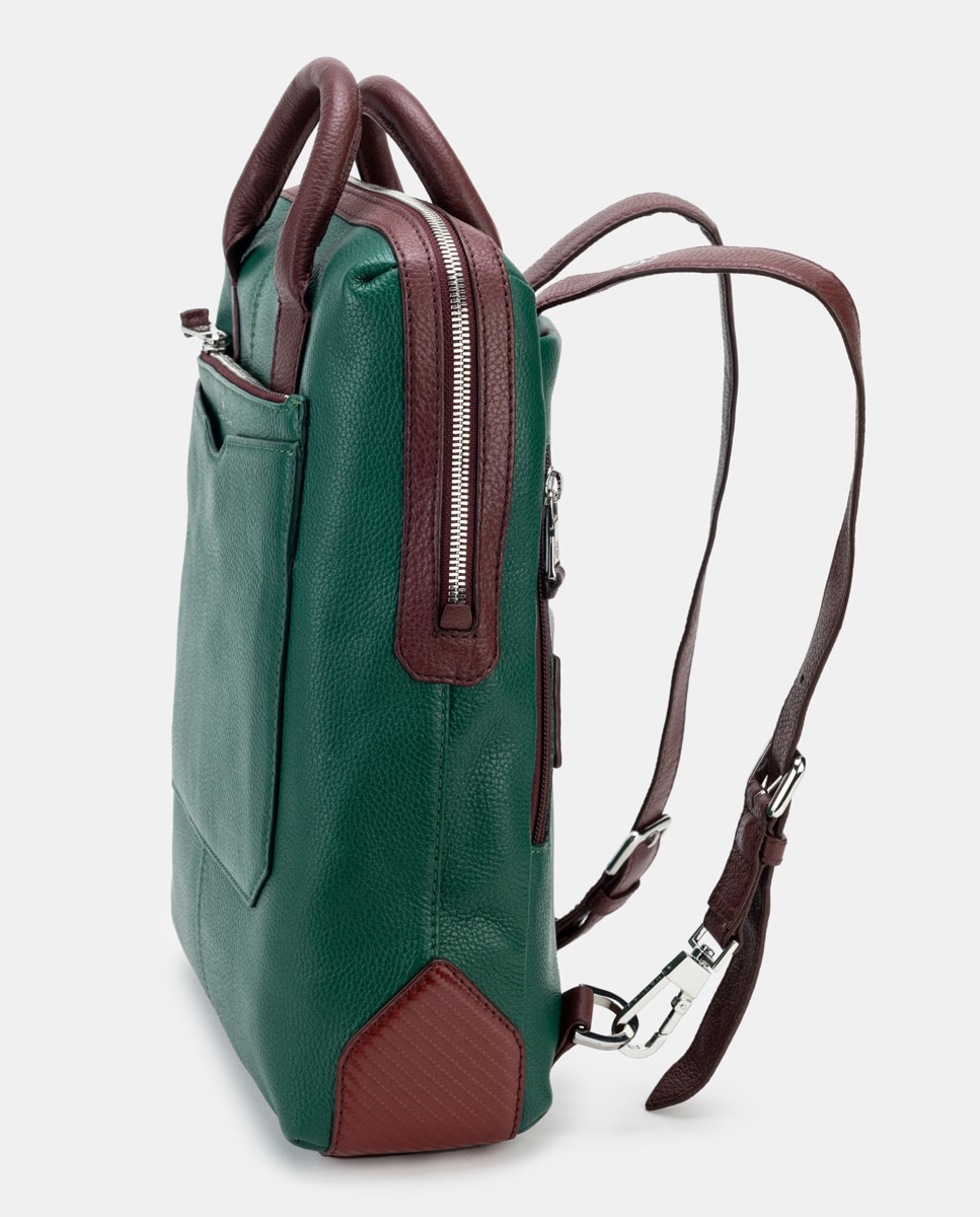 Mochila de mujer de cuero para ordenador portátil - Scharlau - Verde Verde-5