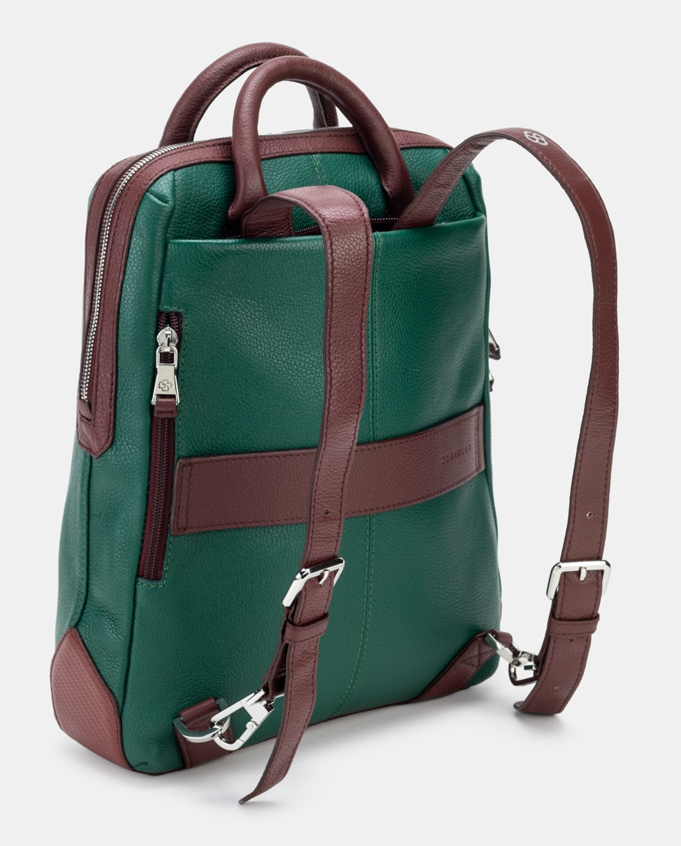 Mochila de mujer de cuero para ordenador portátil - Scharlau - Verde Verde-4