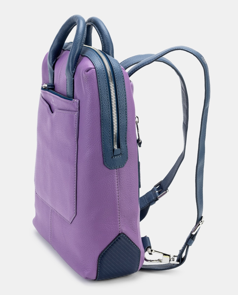 Mochila de mujer de cuero para ordenador portátil - Scharlau - Lila Lila-5
