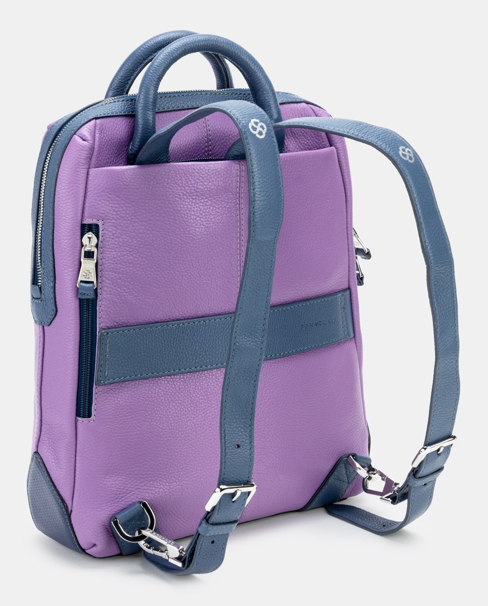 Mochila de mujer de cuero para ordenador portátil - Scharlau - Lila Lila-4