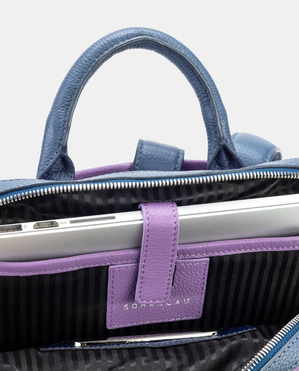 Mochila de mujer de cuero para ordenador portátil - Scharlau - Lila Lila-3