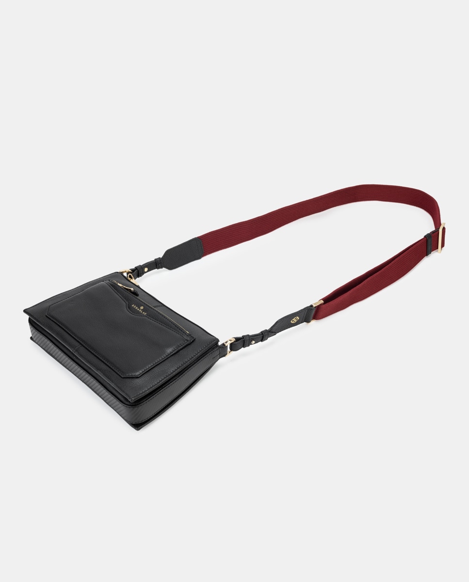 Bolso bandolera de mujer de piel pequeño - Scharlau - Negro Negro-4