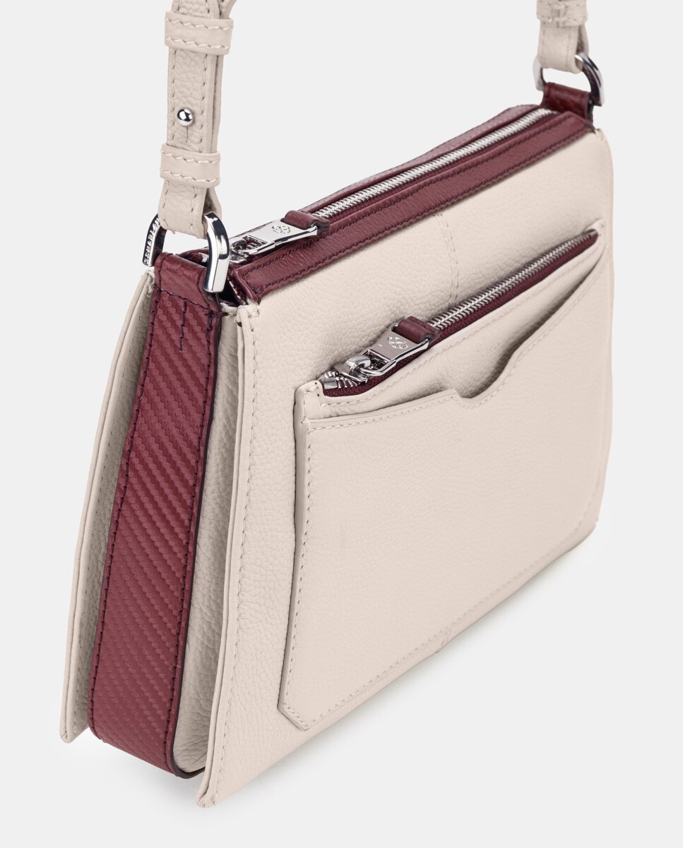 Bolso bandolera de mujer de piel pequeño - Scharlau - Blanco Blanco-4