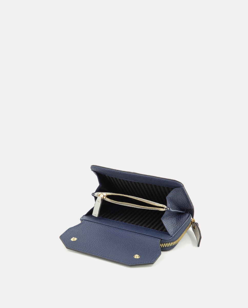 Cartera de mujer de piel con solapa - Scharlau - Azul Azul-3