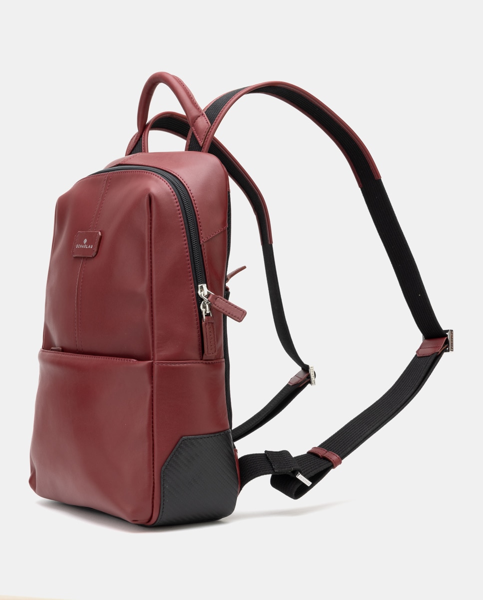 Mochila de mujer de piel pequeña para ordenador portátil - Scharlau - Burdeos Burdeos-3