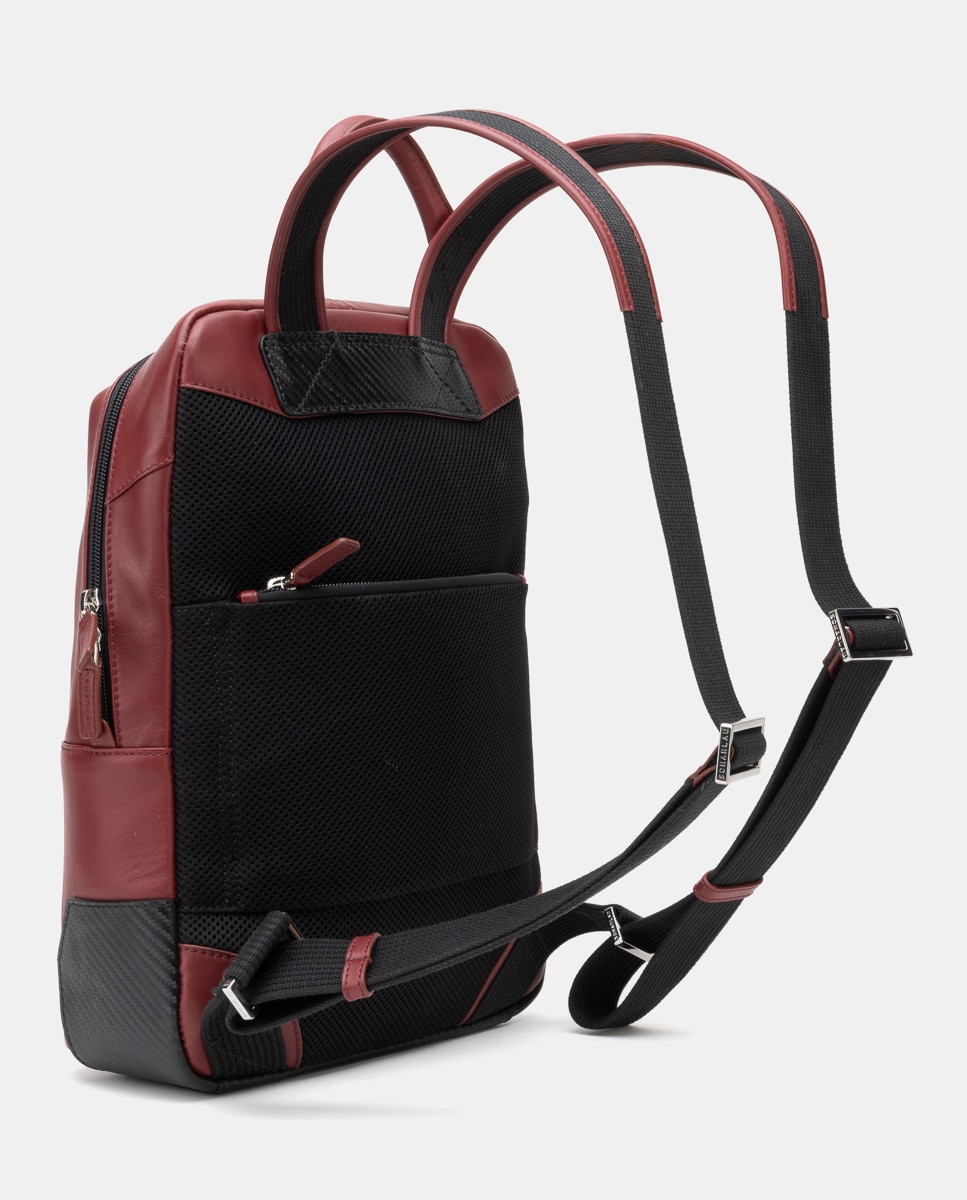 Mochila de mujer de piel pequeña para ordenador portátil - Scharlau - Burdeos Burdeos-2