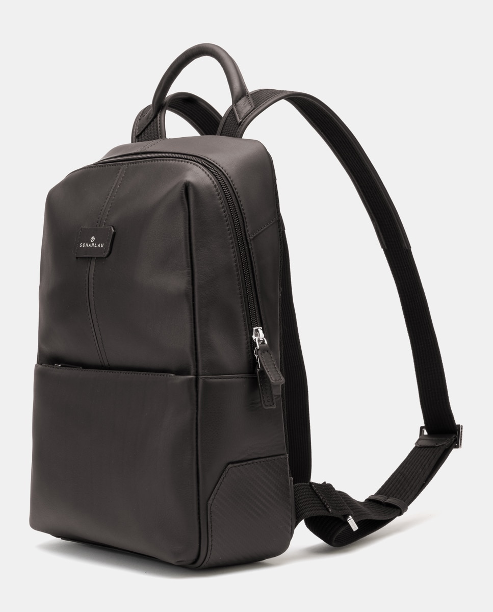 Mochila de mujer de piel pequeña para ordenador portátil - Scharlau - Marrón Marrón-5