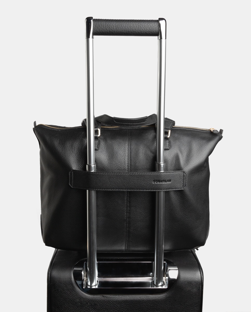 Bolso de mujer de piel para ordenador portátil - Scharlau - Negro Negro-4