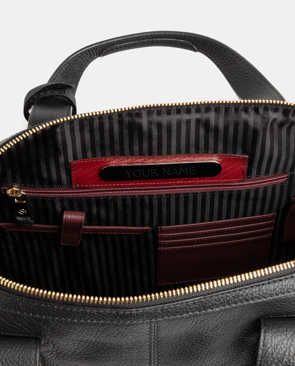 Bolso de mujer de piel para ordenador portátil - Scharlau - Negro Negro-5