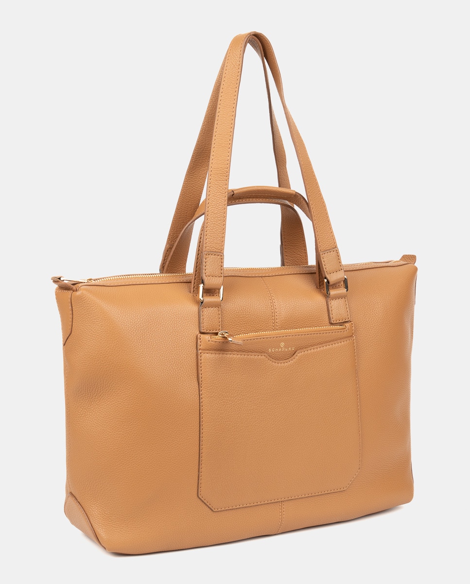 Bolso de mujer de piel para ordenador portátil - Scharlau - Camel Camel-3