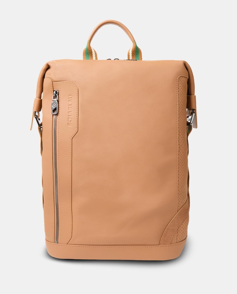 Imagen 0 de Mochila de mujer de piel para ordenador portátil Camel