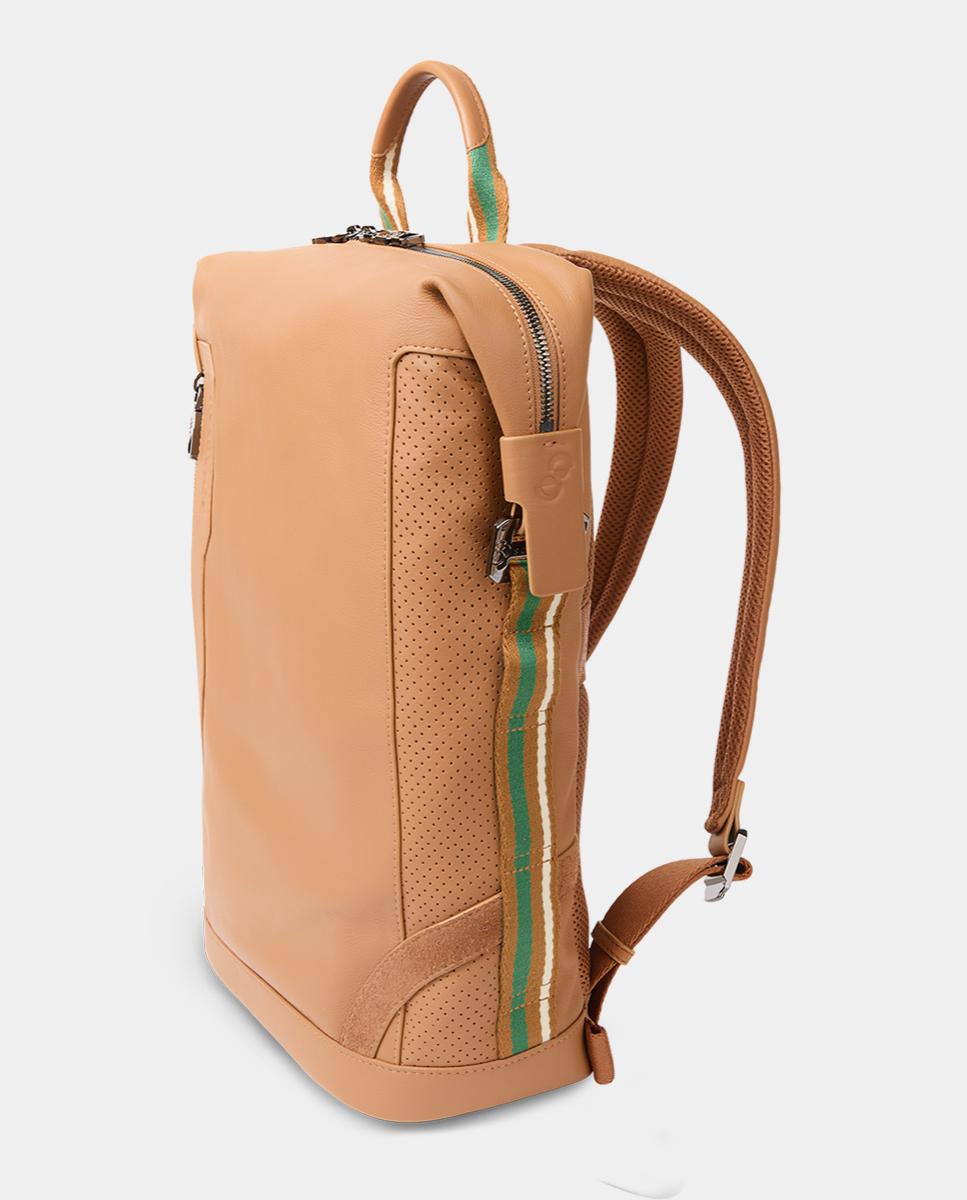 Mochila de mujer de piel para ordenador portátil - Scharlau - Camel Camel-4