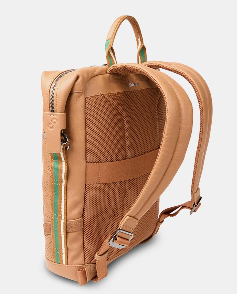 Mochila de mujer de piel para ordenador portátil - Scharlau - Camel Camel-3