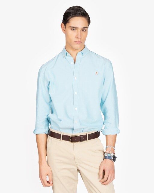 Camisa oxford de hombre slim lisa