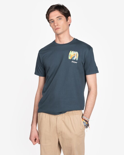 Camiseta de hombre de manga corta con estampado grande