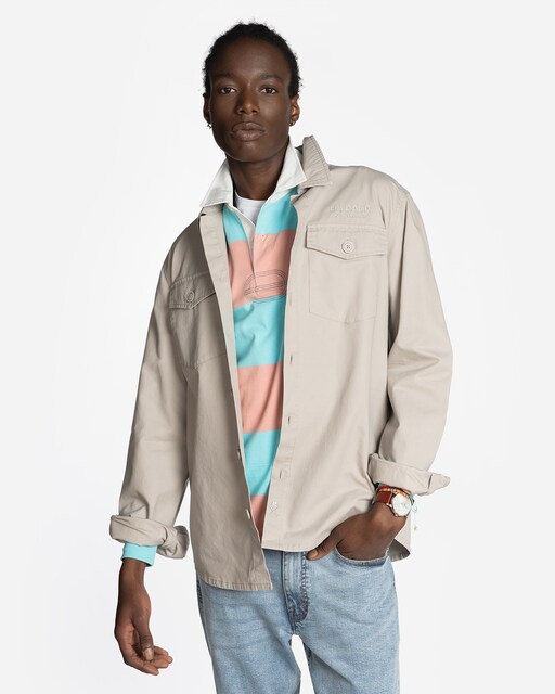 Imagen 0 de Sobrecamisa de hombre slim liso gris