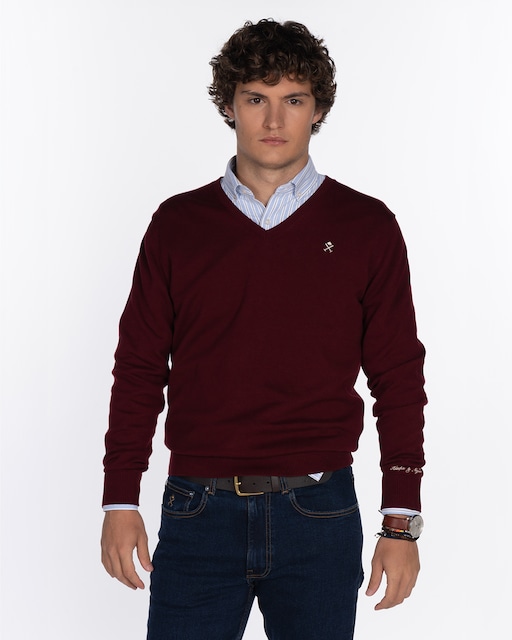 Imagen 0 de Jersey de hombre liso con cuello de pico