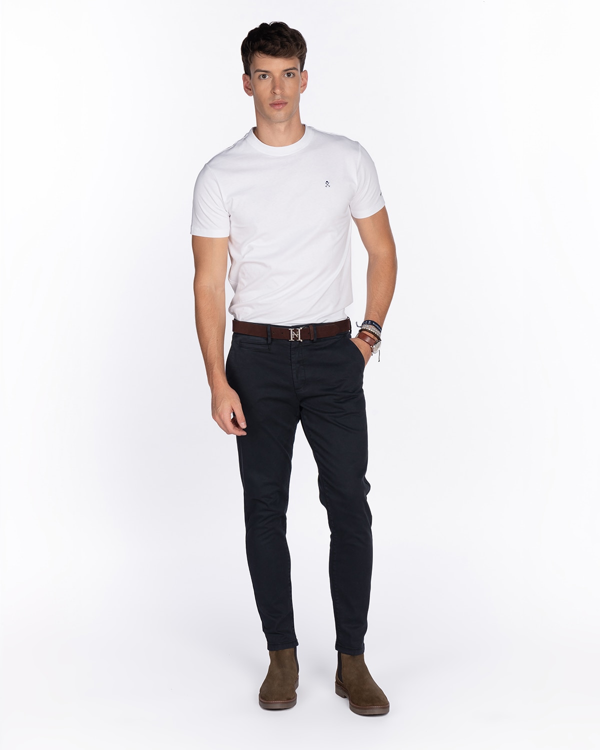 Pantalon chino de hombre regular liso