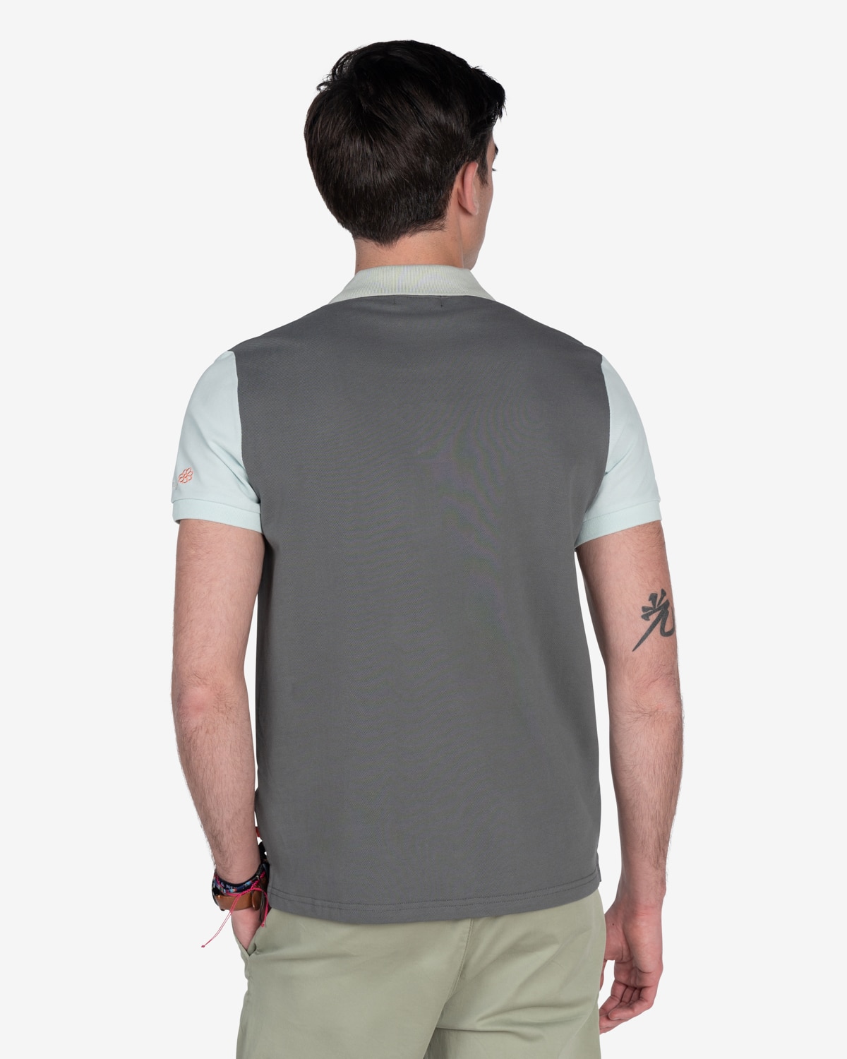 Polo de hombre liso de algodón y de manga corta - Gris Gris-3