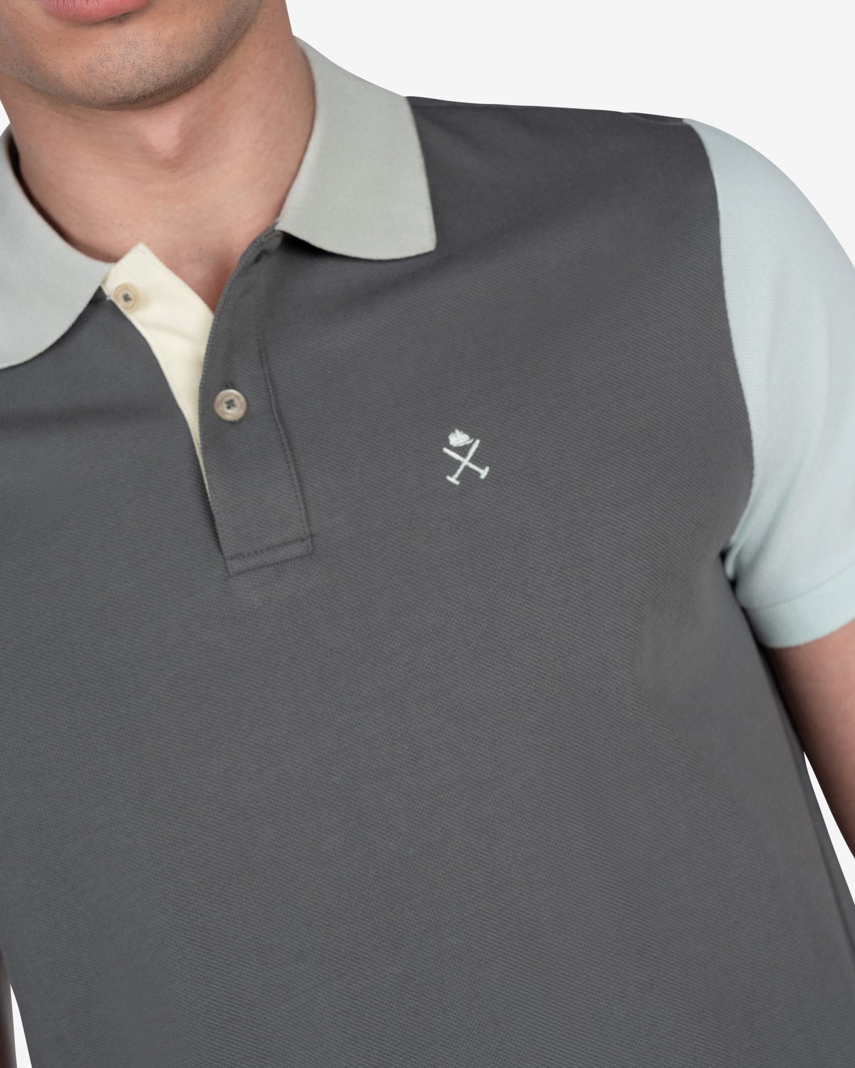 Polo de hombre liso de algodón y de manga corta - Gris Gris-4