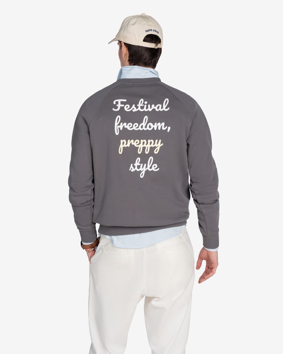 Sudadera de hombre con cuello redondo con estampado grande - Harper & Neyer - Gris Gris-2