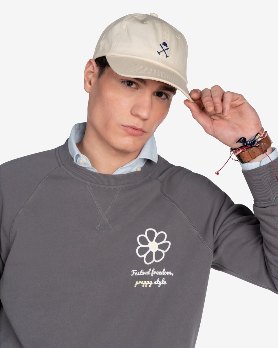 Sudadera de hombre con cuello redondo con estampado grande - Harper & Neyer - Gris Gris-3
