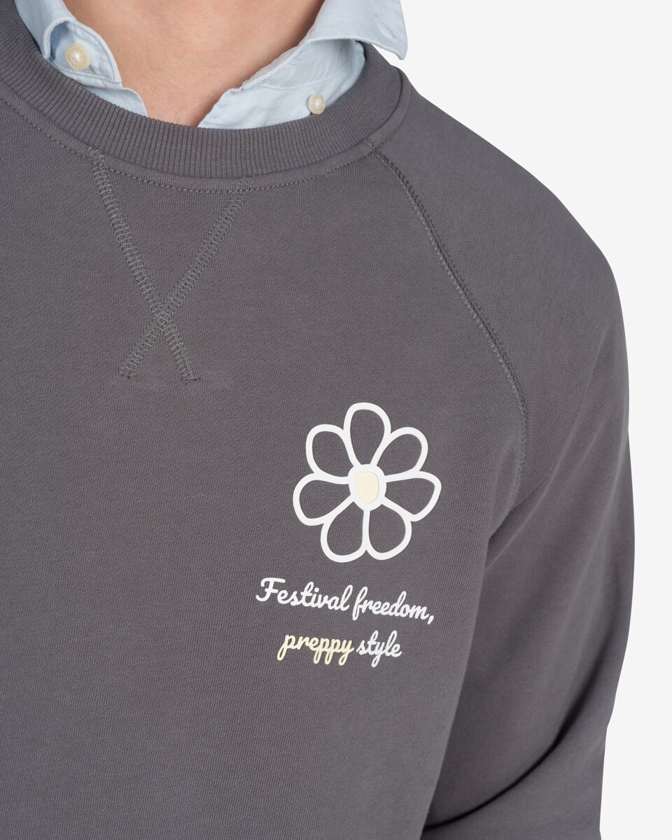 Sudadera de hombre con cuello redondo con estampado grande - Harper & Neyer - Gris Gris-4