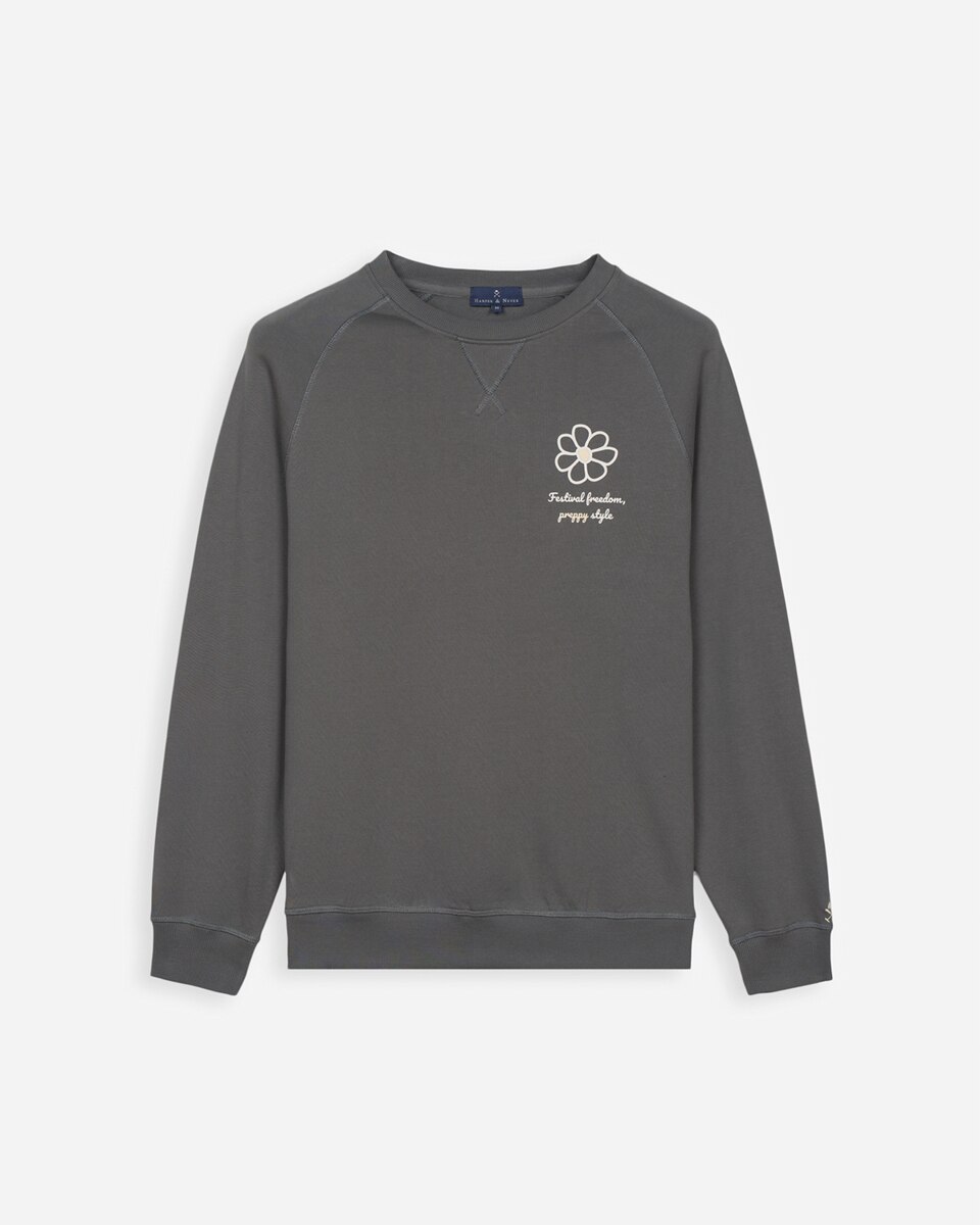 Sudadera de hombre con cuello redondo con estampado grande - Harper & Neyer - Gris Gris-5