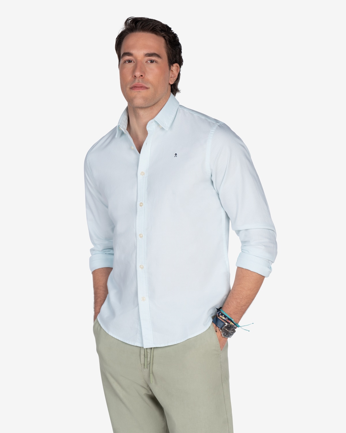 Camisa de hombre slim de rayas - Harper & Neyer - Turquesa Turquesa-1