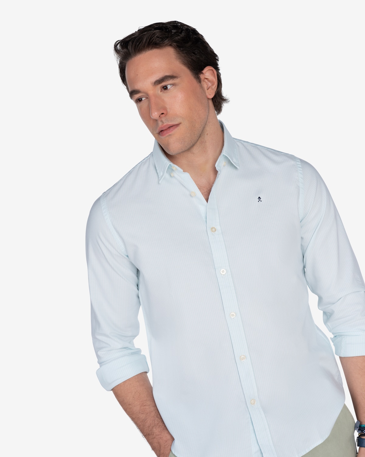 Camisa de hombre slim de rayas - Harper & Neyer - Turquesa Turquesa-3