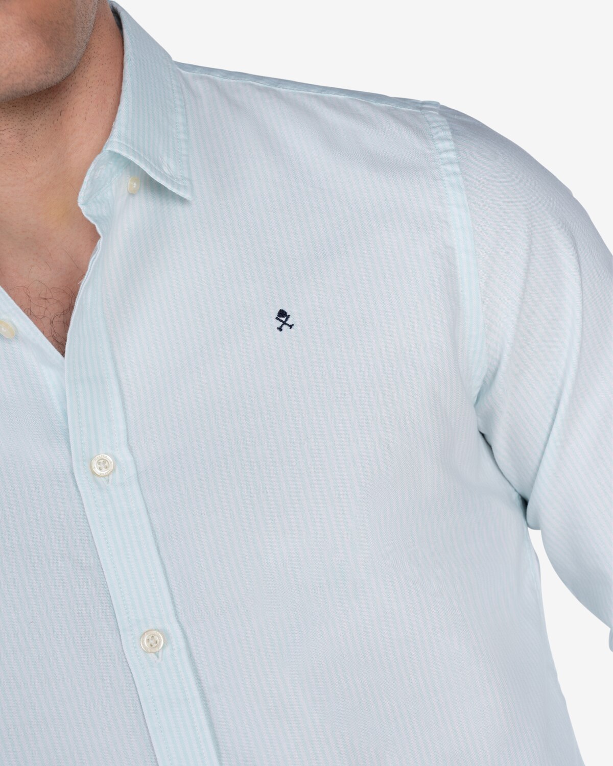 Camisa de hombre slim de rayas - Harper & Neyer - Turquesa Turquesa-4