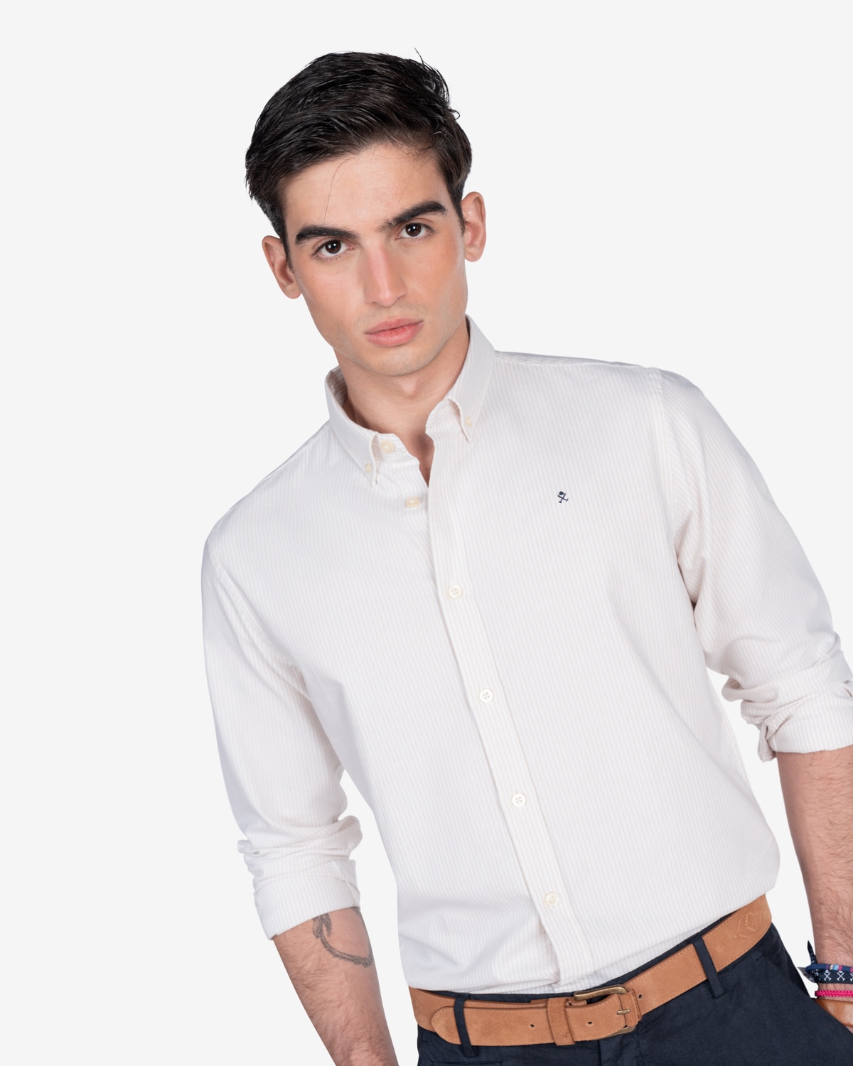 Camisa de hombre slim de rayas - Harper & Neyer - Crudo Crudo-3