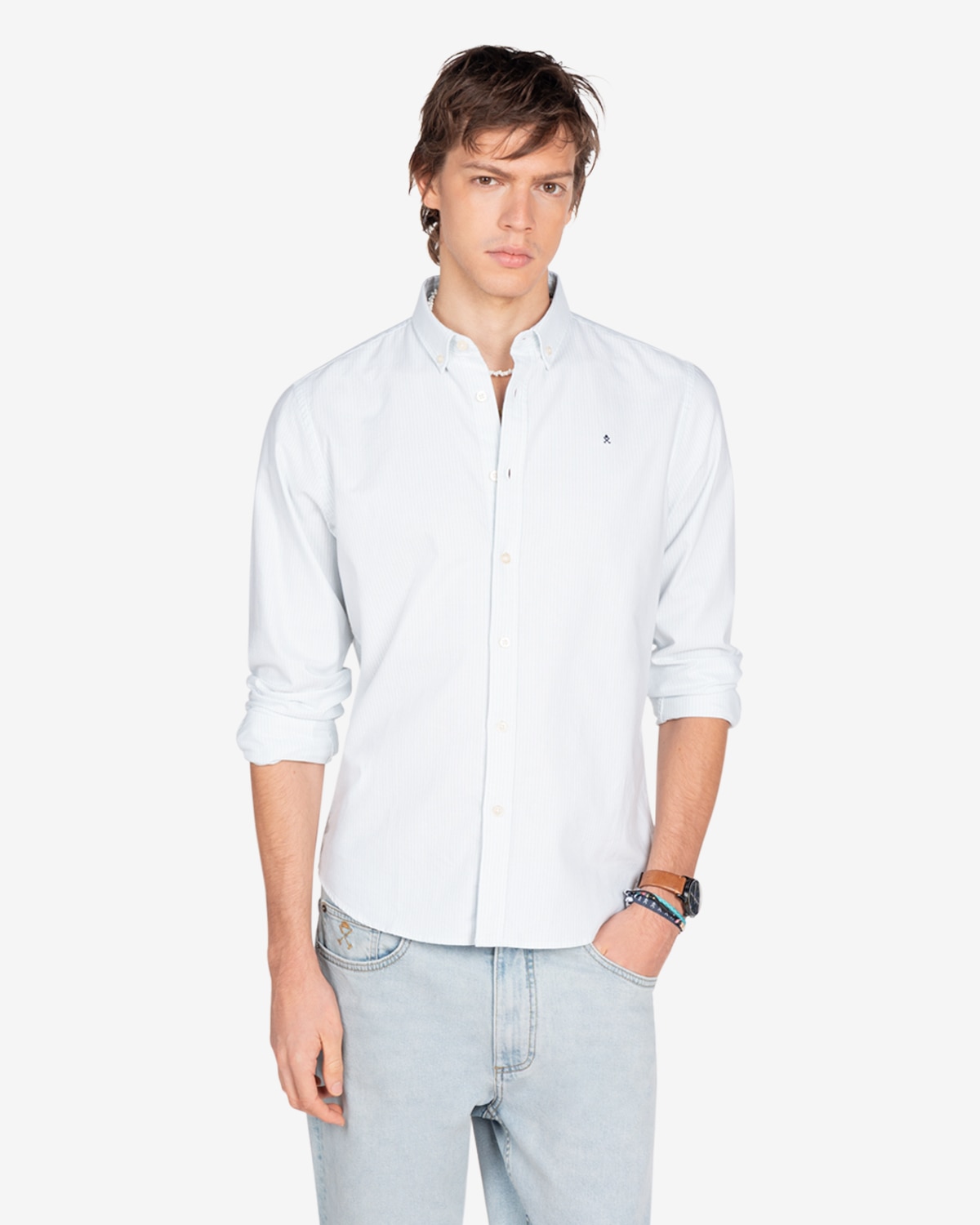 Camisa de hombre slim de rayas - Harper & Neyer - Azul claro Azul claro-1