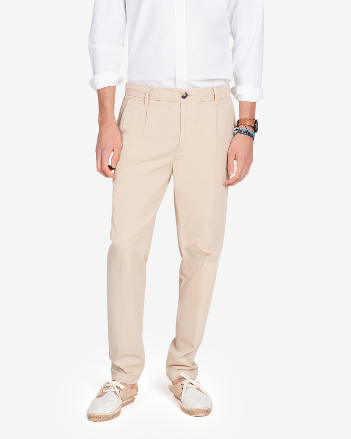 Pantalón de hombre regular liso - Harper & Neyer - Beige / Blanco Beige / Blanco-2