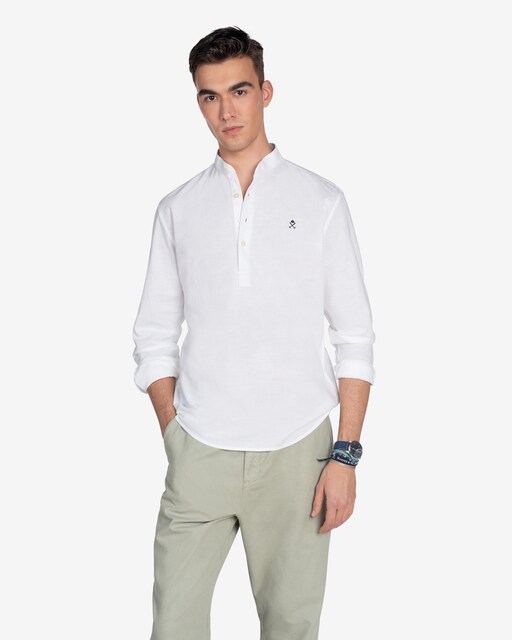 Camisa de lino de hombre lisa