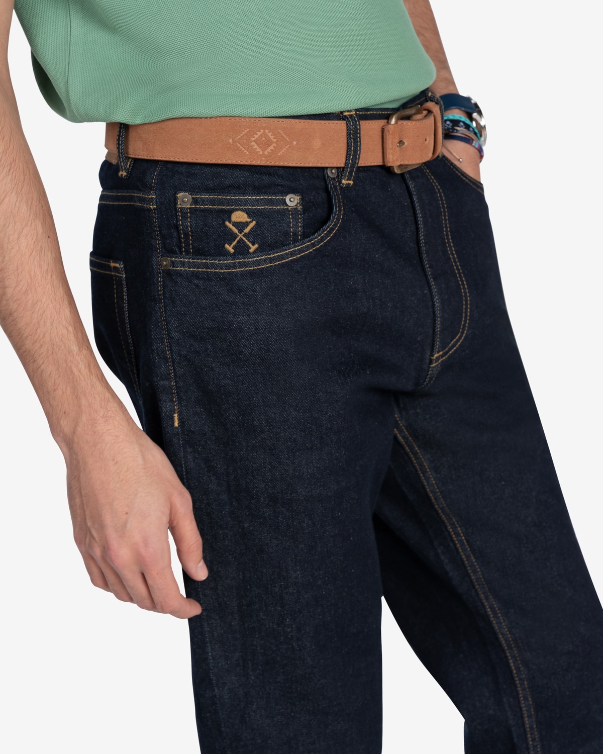 Vaquero de hombre regular liso - Azul marino Azul marino-4